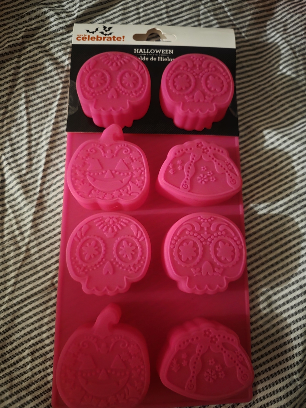 Halloween Pink Silicone Mold Set - Day of the Dead & Pumpkin Shapes